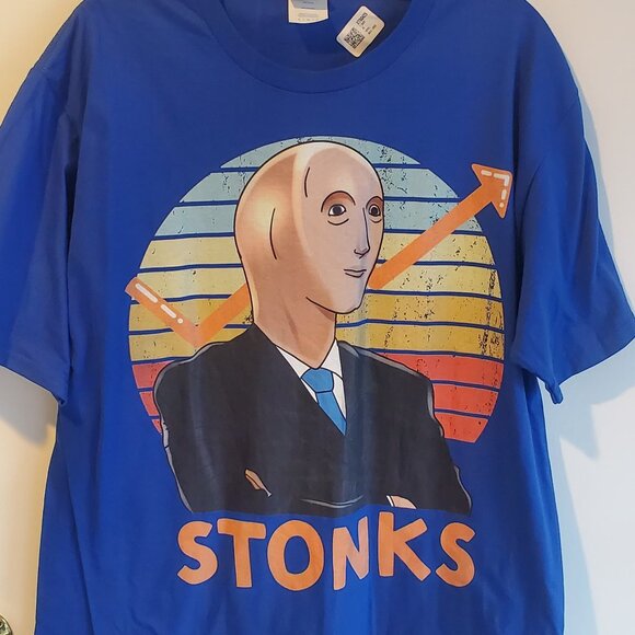 Stonks Meme Graphic T-Shirt Men’s XL Funny Internet Money Market Tee - Picture 2 of 4
